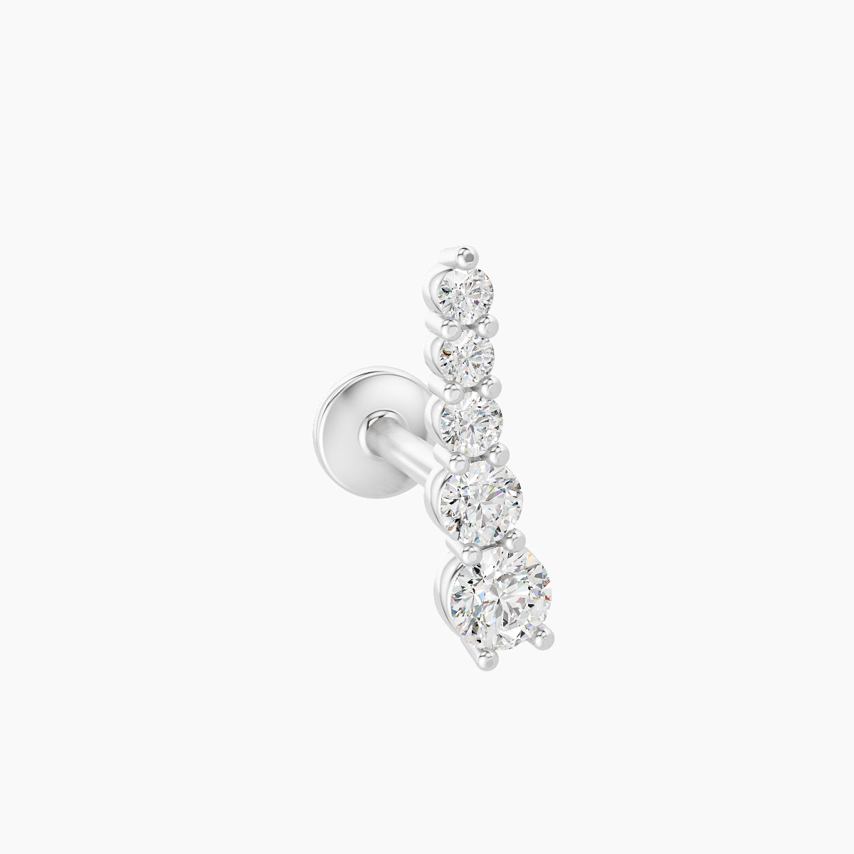 Serthus | 18k White Gold 10 mm 6.5 mm Long Diamond Right Piercing