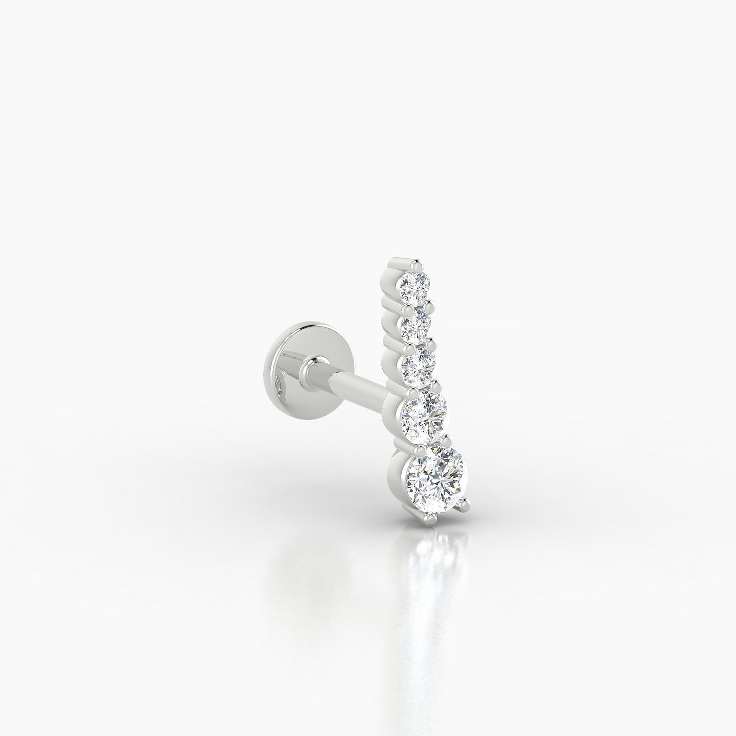 Serthus | 18k White Gold 10 mm 6.5 mm Long Diamond Right Piercing