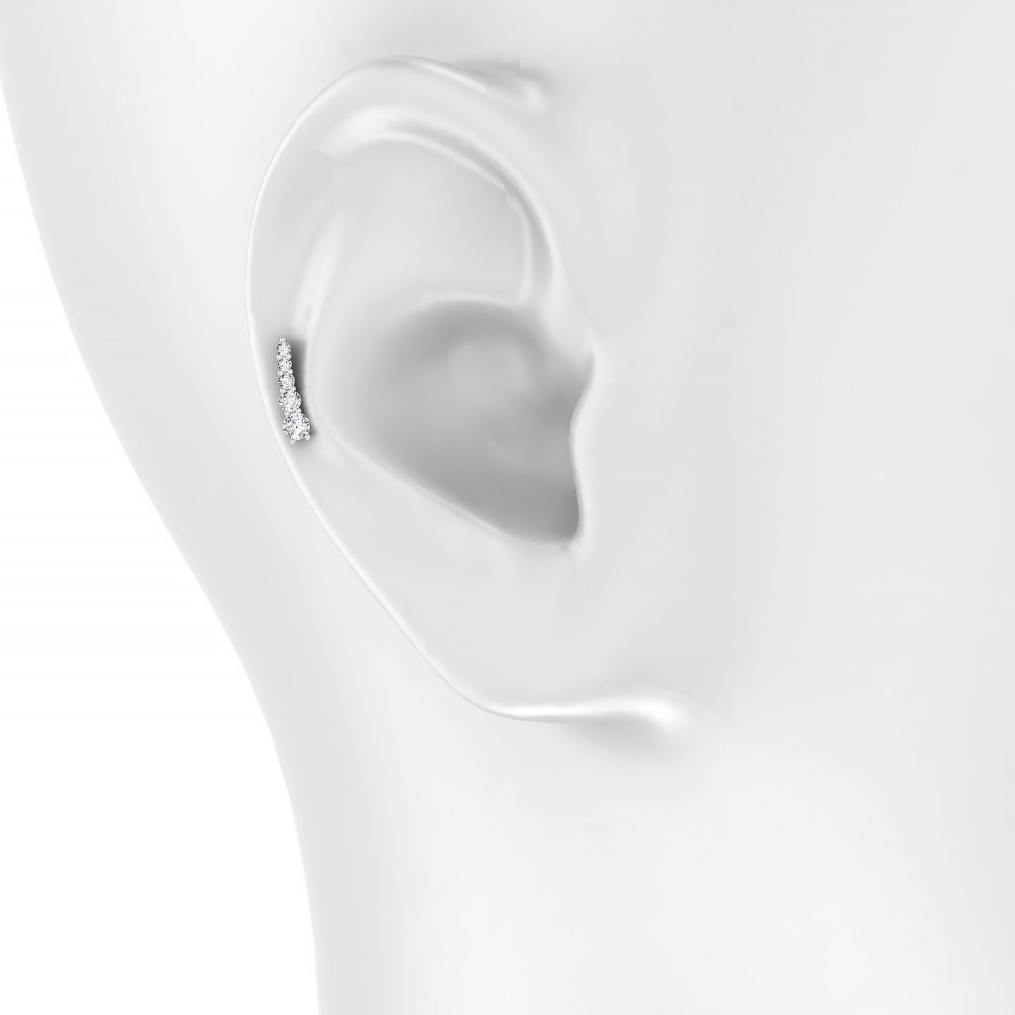 Serthus | 18k White Gold 10 mm 6.5 mm Long Diamond Right Piercing