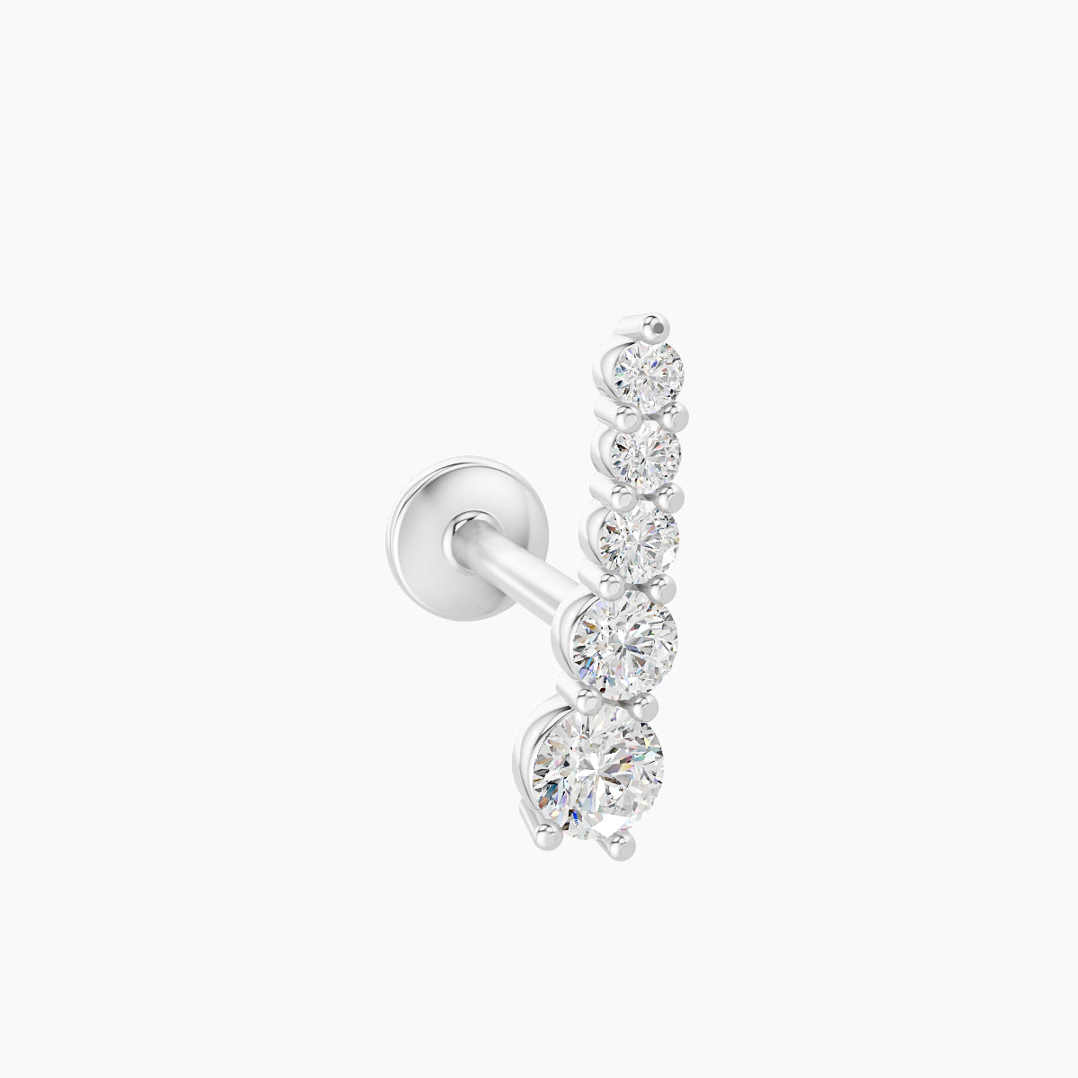 Serthus | 18k White Gold 10 mm 8 mm Long Diamond Left Piercing