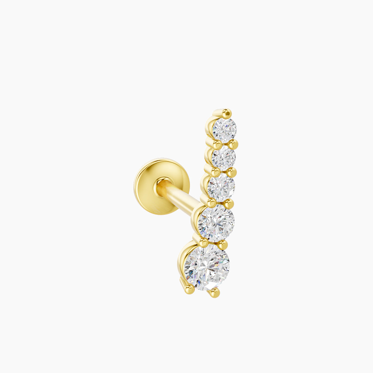 Serthus | 18k Yellow Gold 10 mm 8 mm Long Diamond Left Piercing