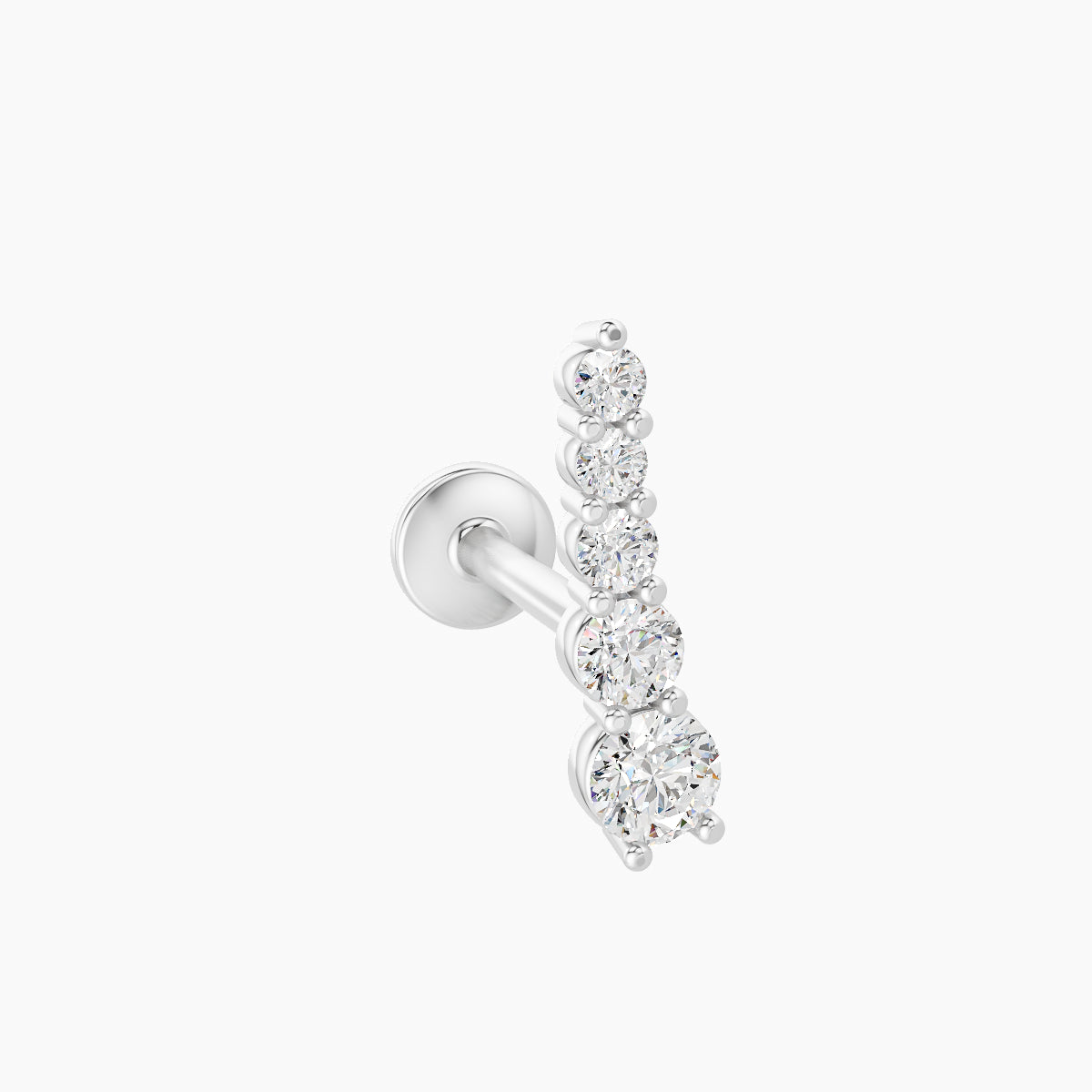 Serthus | 18k White Gold 10 mm 8 mm Long Diamond Right Piercing