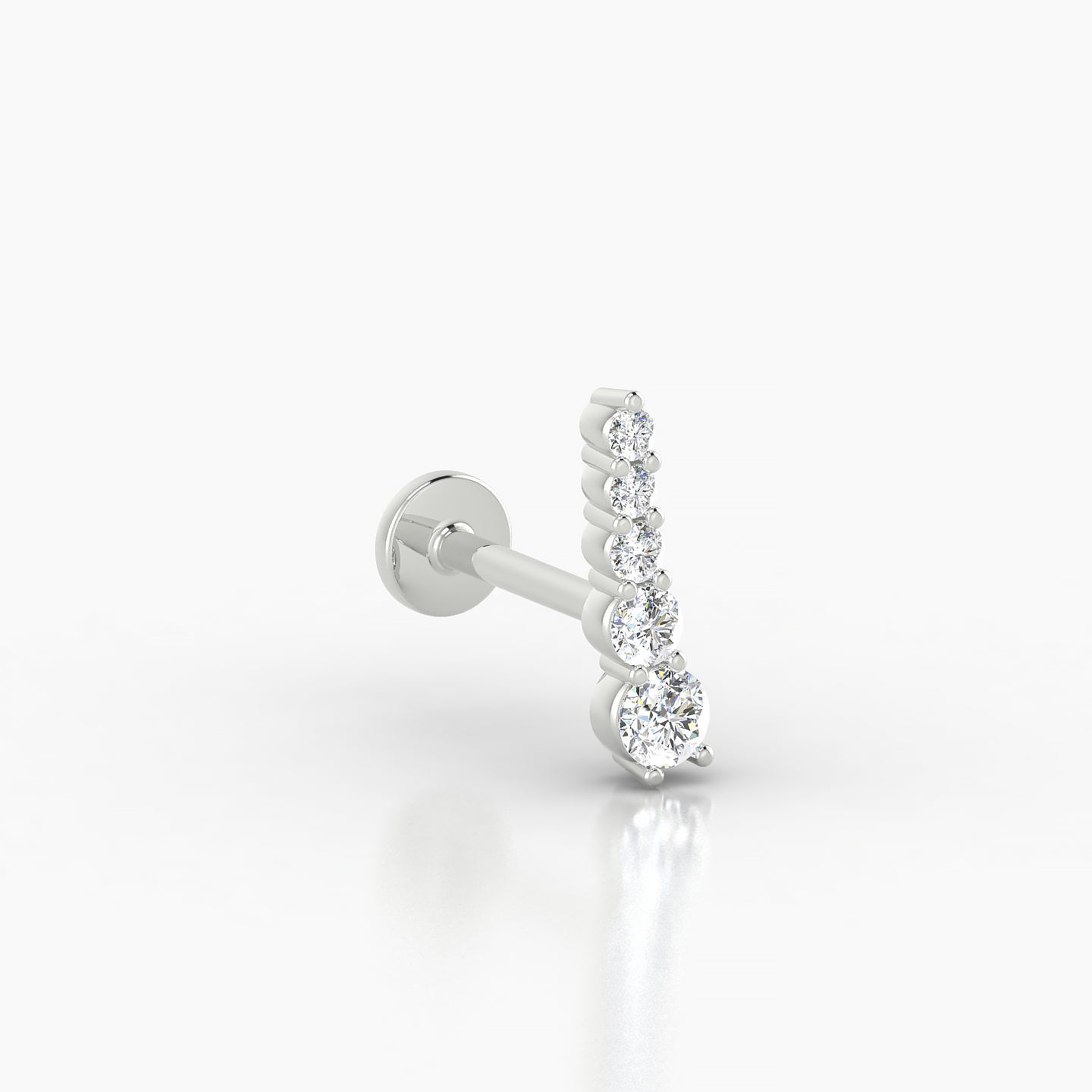 Serthus | 18k White Gold 10 mm 8 mm Long Diamond Right Piercing