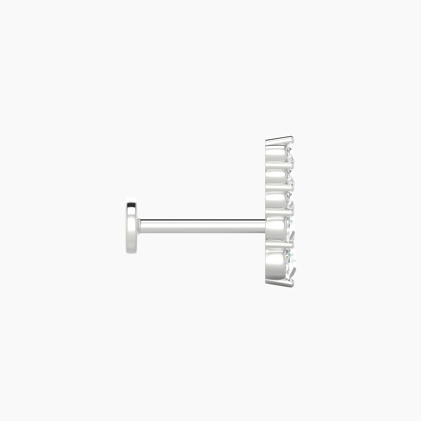 Serthus | 18k White Gold 10 mm 8 mm Long Diamond Right Piercing