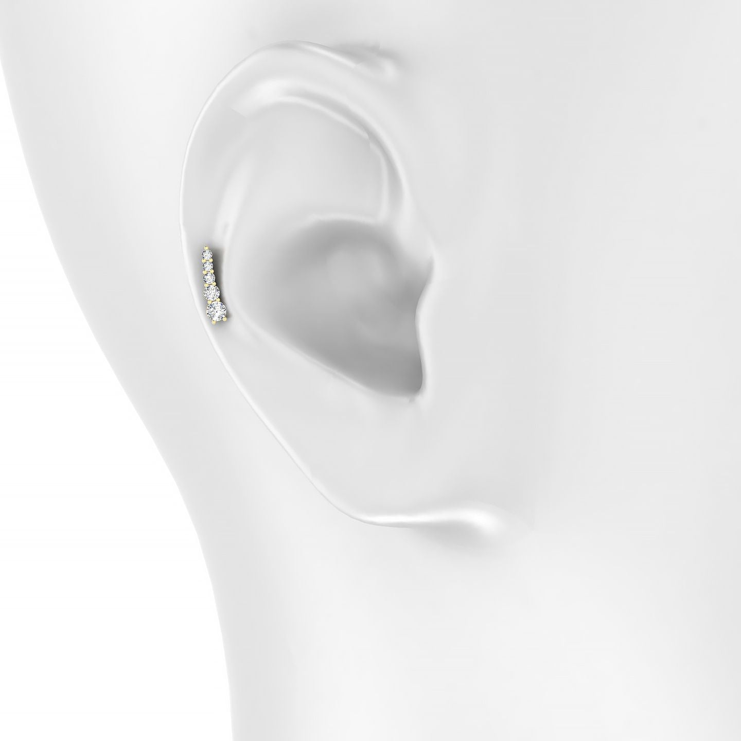 Serthus | 18k Yellow Gold 10 mm 8 mm Long Diamond Right Piercing