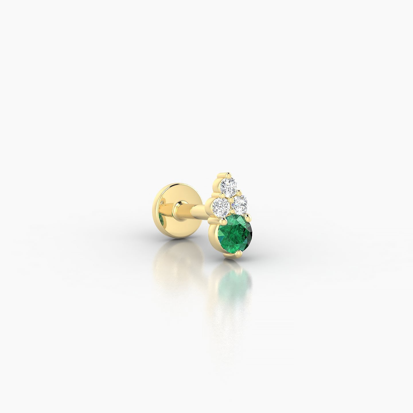 Sif | 18k Yellow Gold 5 mm 5.5 mm Emerald & Diamond Nose Piercing