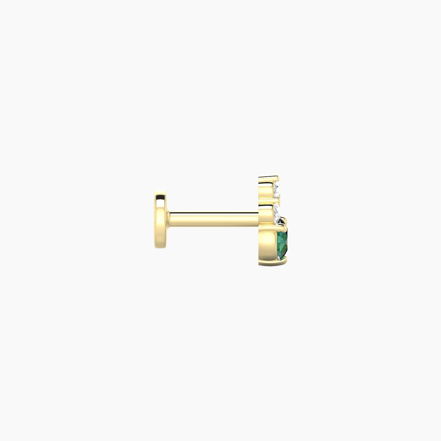 Sif | 18k Yellow Gold 5 mm 5.5 mm Emerald & Diamond Nose Piercing