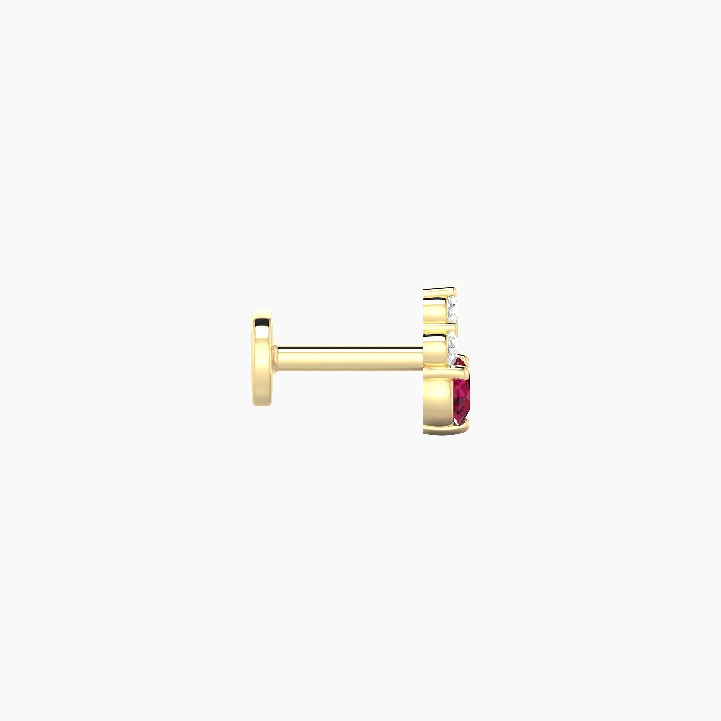 Sif | 18k Yellow Gold 5 mm 5.5 mm Ruby & Diamond Nose Piercing