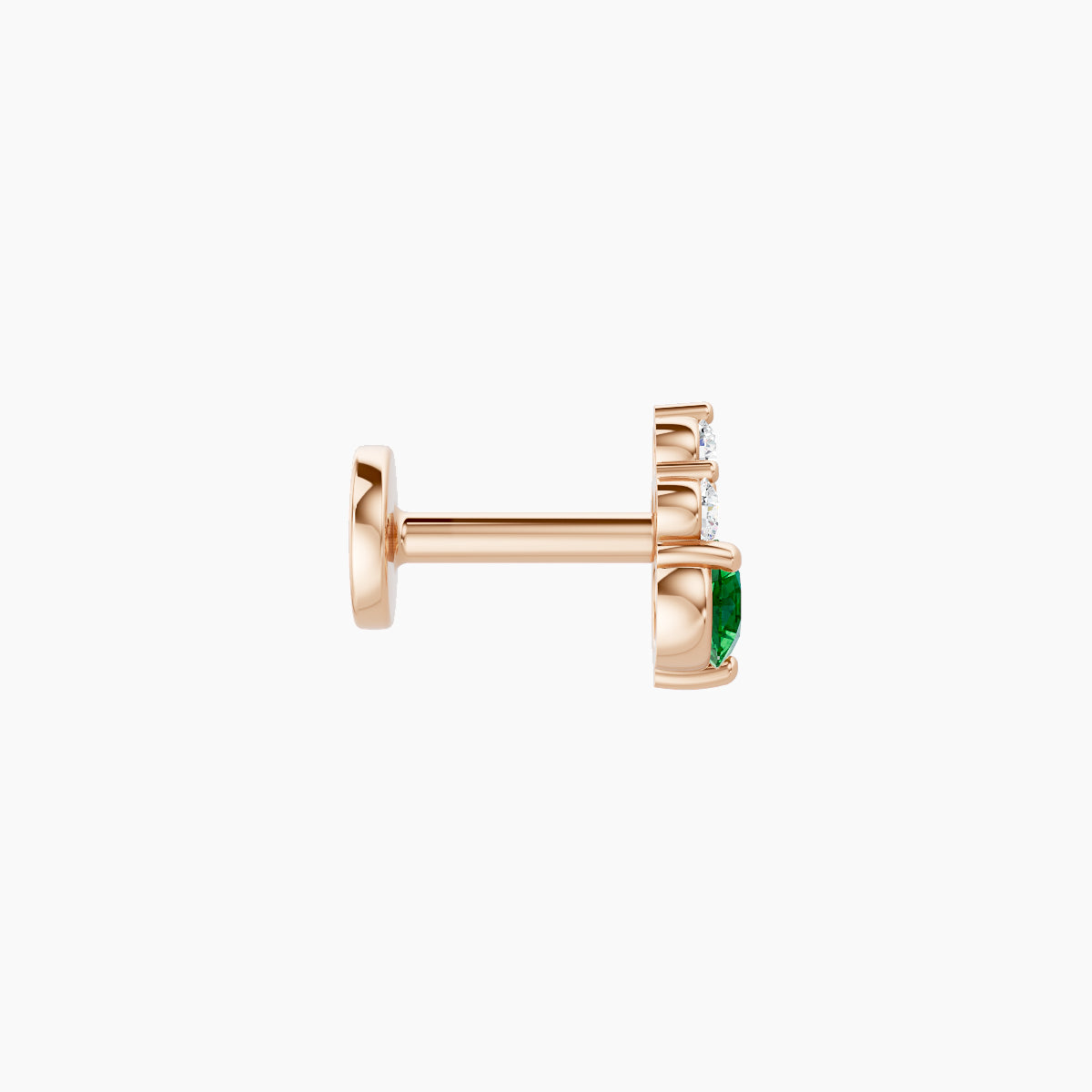 Sif | 18k Rose Gold 5 mm 5.5 mm Emerald & Diamond Piercing
