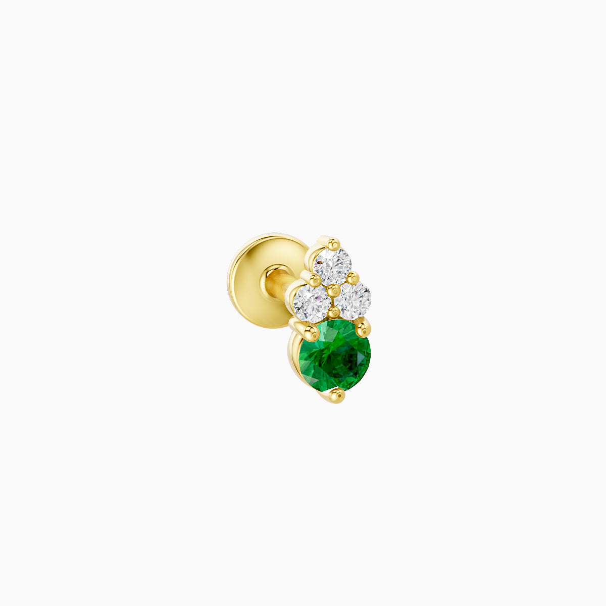Sif | 18k Yellow Gold 5 mm 5.5 mm Emerald & Diamond Piercing