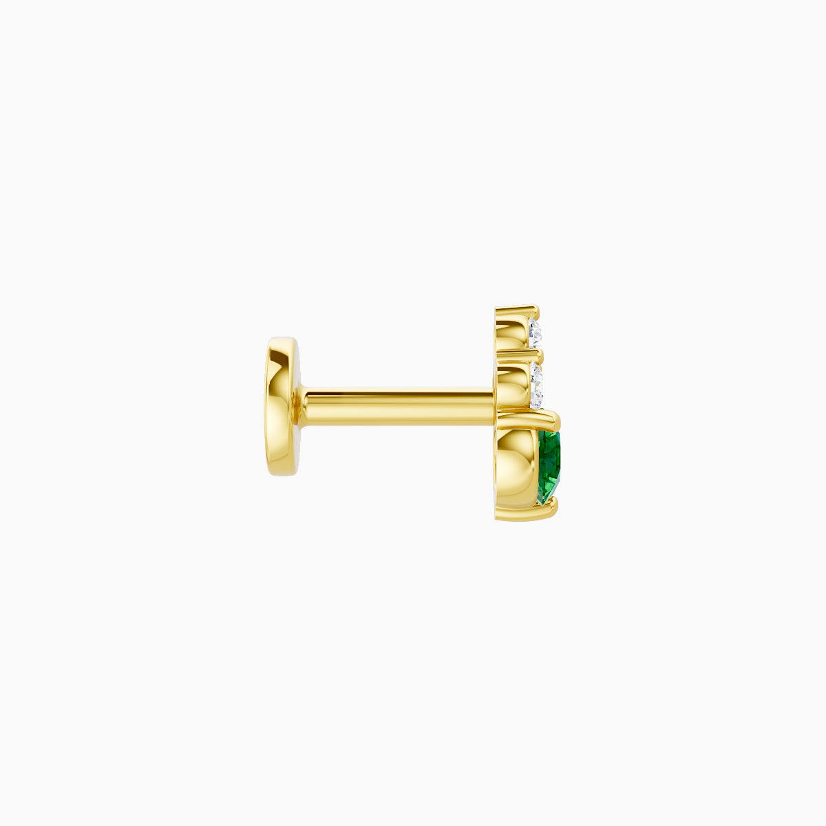 Sif | 18k Yellow Gold 5 mm 5.5 mm Emerald & Diamond Piercing