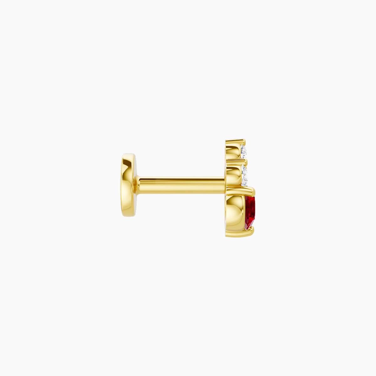Sif | 18k Yellow Gold 5 mm 5.5 mm Ruby & Diamond Piercing