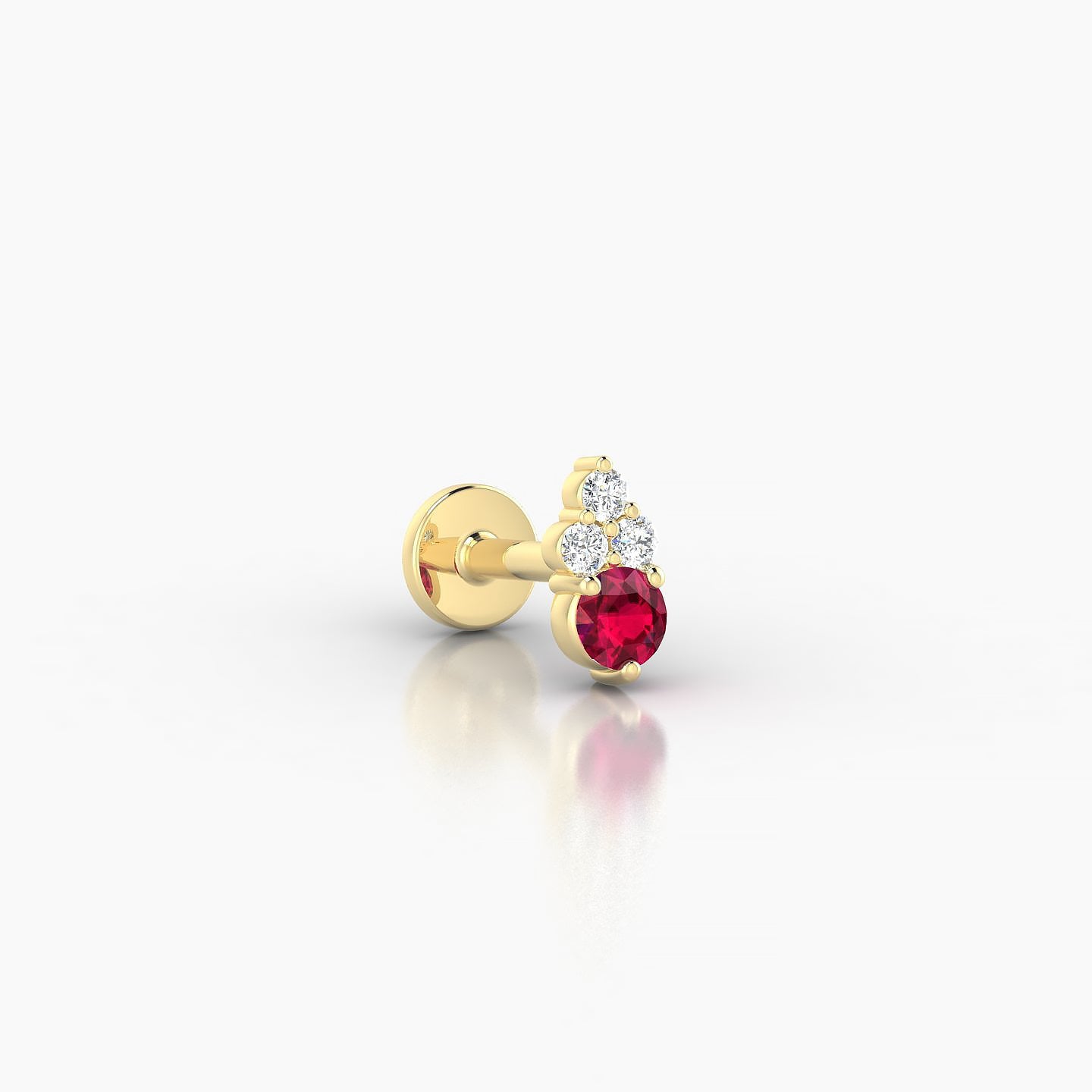 Sif | 18k Yellow Gold 5 mm 5.5 mm Ruby & Diamond Piercing