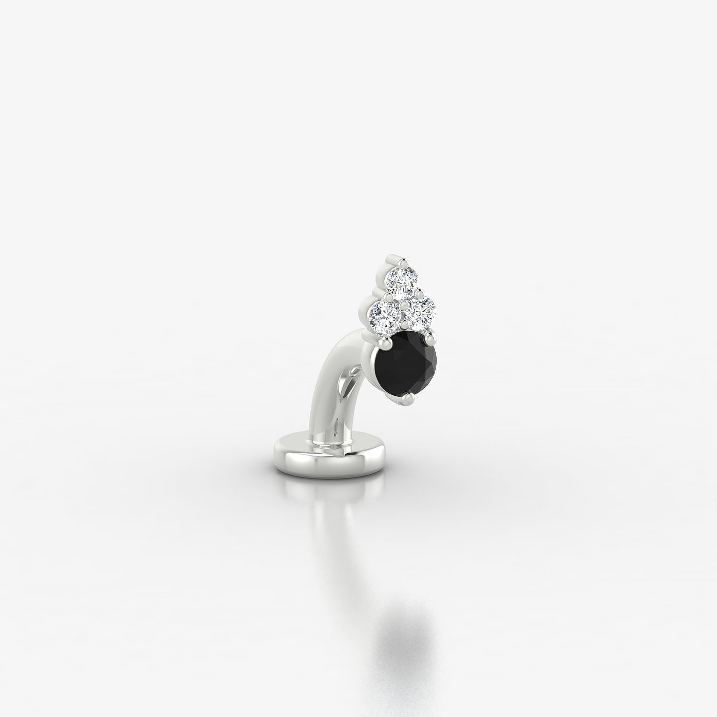 Sif | 18k White Gold 6 mm 5.5 mm Black Diamond & Diamond Floating Navel Piercing