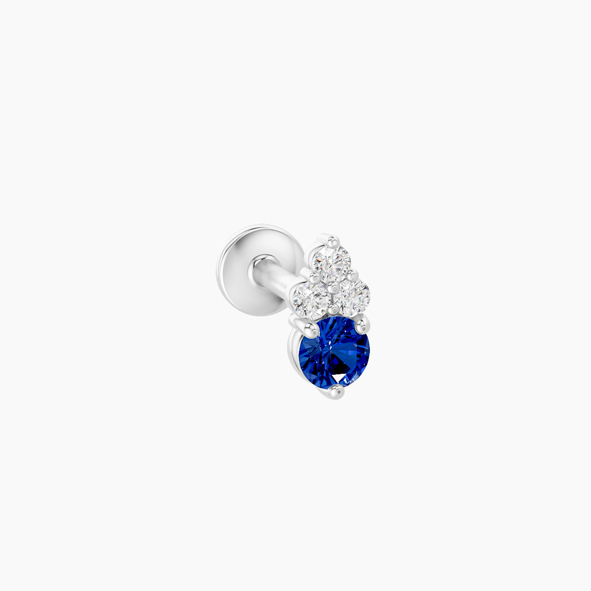Sif | 18k White Gold 6.5 mm 5.5 mm Sapphire & Diamond Nose Piercing