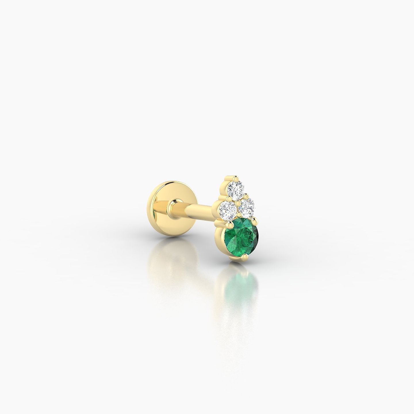 Sif | 18k Yellow Gold 6.5 mm 5.5 mm Emerald & Diamond Nose Piercing