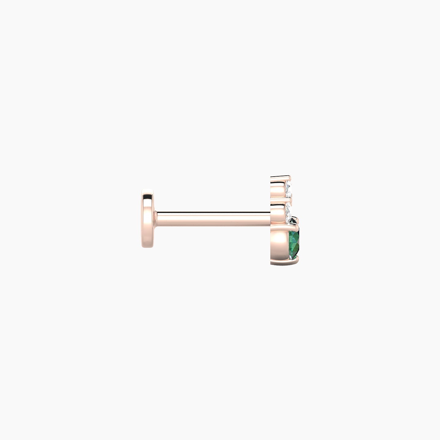 Sif | 18k Rose Gold 6.5 mm 5.5 mm Emerald & Diamond Nose Piercing