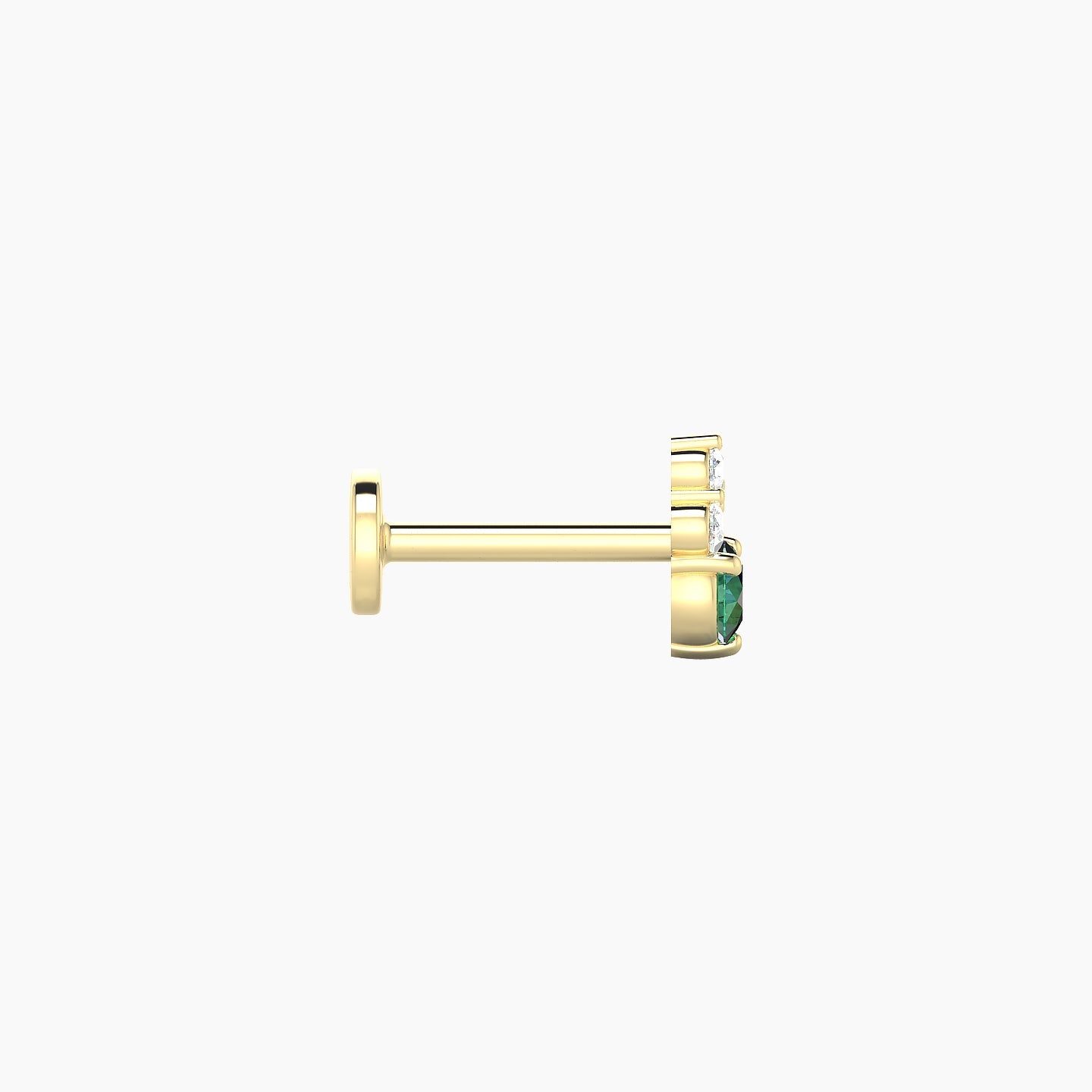 Sif | 18k Yellow Gold 6.5 mm 5.5 mm Emerald & Diamond Nose Piercing
