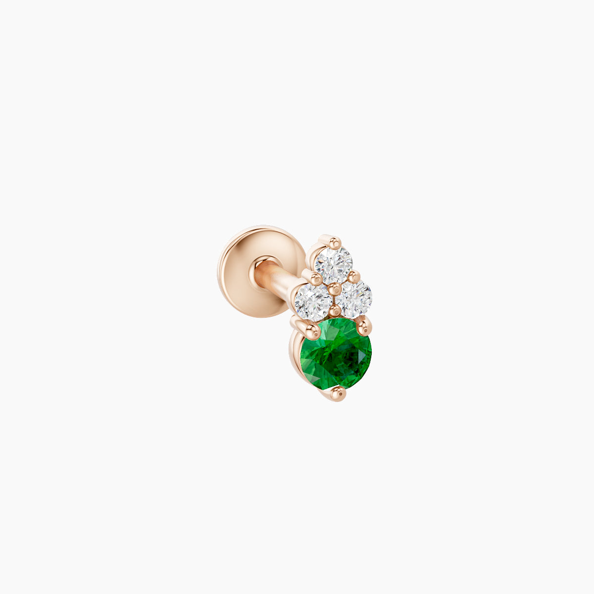 Sif | 18k Rose Gold 6.5 mm 5.5 mm Emerald & Diamond Piercing