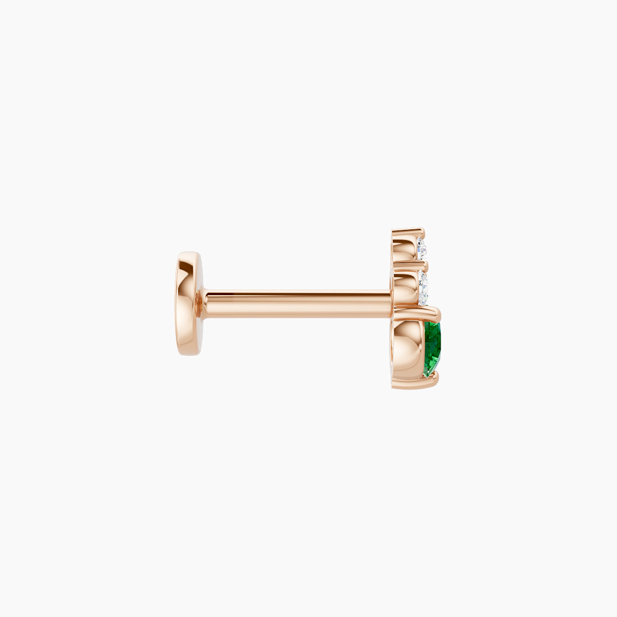 Sif | 18k Rose Gold 6.5 mm 5.5 mm Emerald & Diamond Piercing