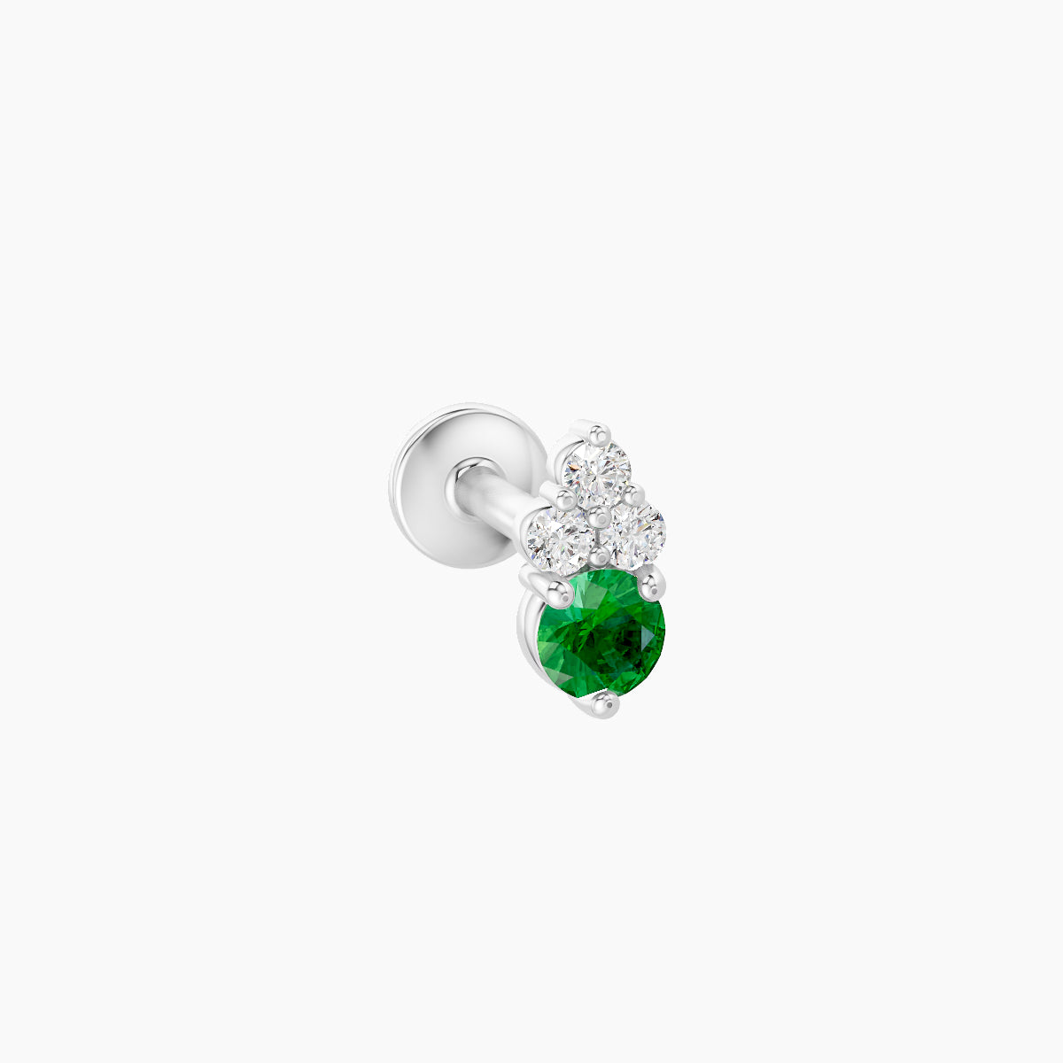 Sif | 18k White Gold 6.5 mm 5.5 mm Emerald & Diamond Piercing