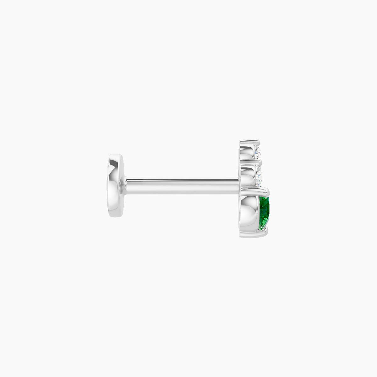 Sif | 18k White Gold 6.5 mm 5.5 mm Emerald & Diamond Piercing