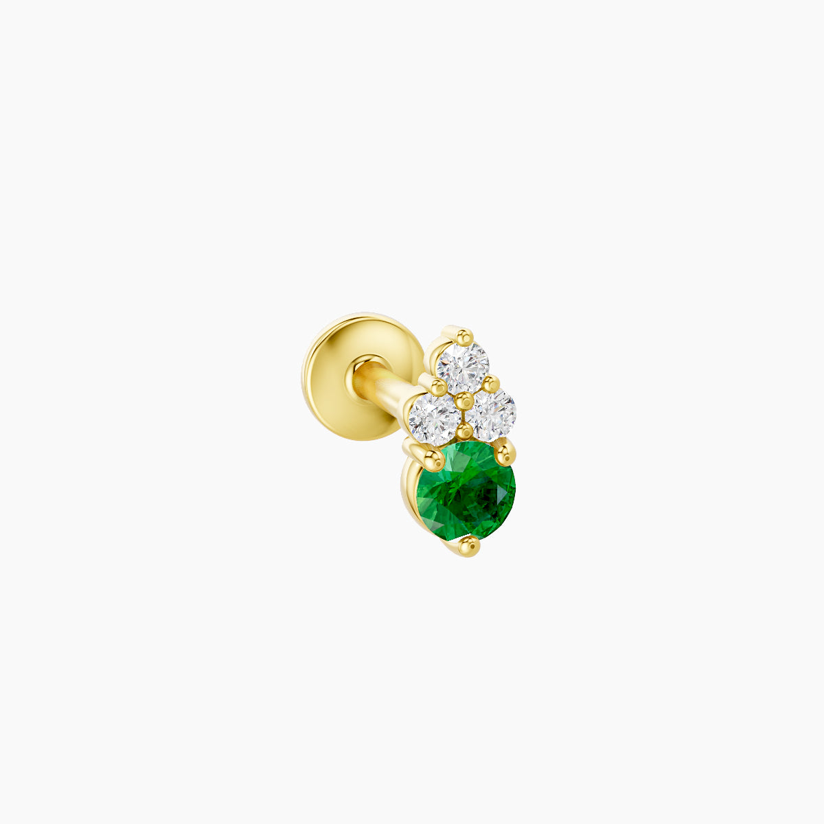 Sif | 18k Yellow Gold 6.5 mm 5.5 mm Emerald & Diamond Piercing