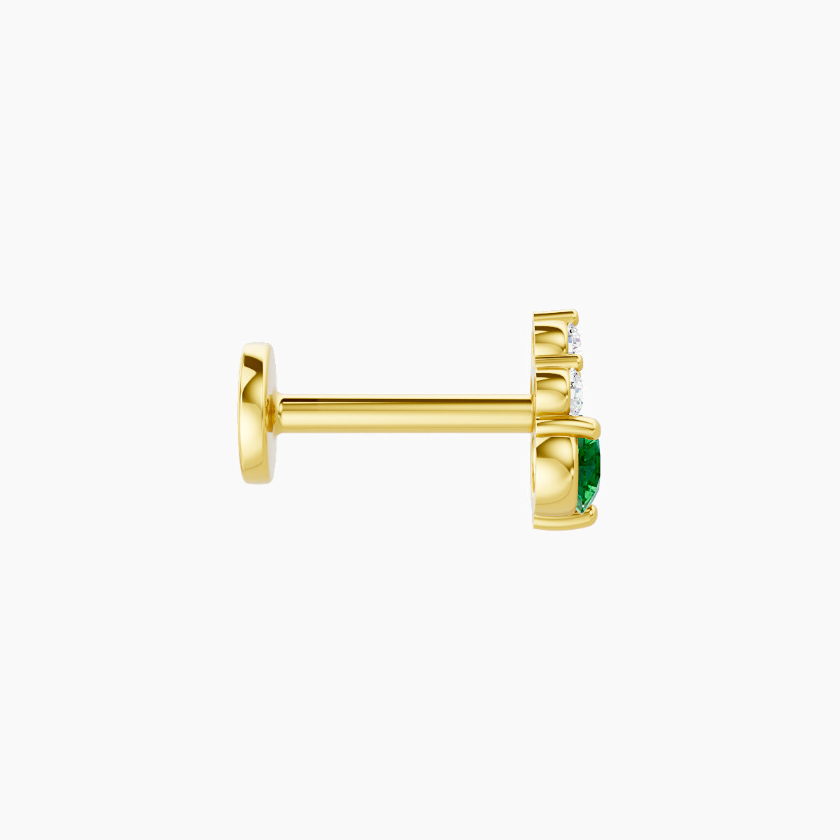 Sif | 18k Yellow Gold 6.5 mm 5.5 mm Emerald & Diamond Piercing