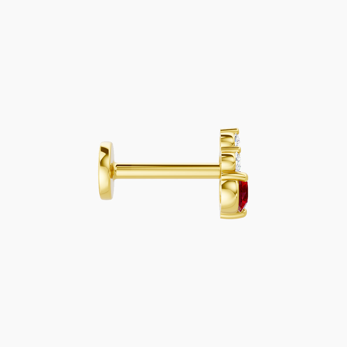 Sif | 18k Yellow Gold 6.5 mm 5.5 mm Ruby & Diamond Piercing
