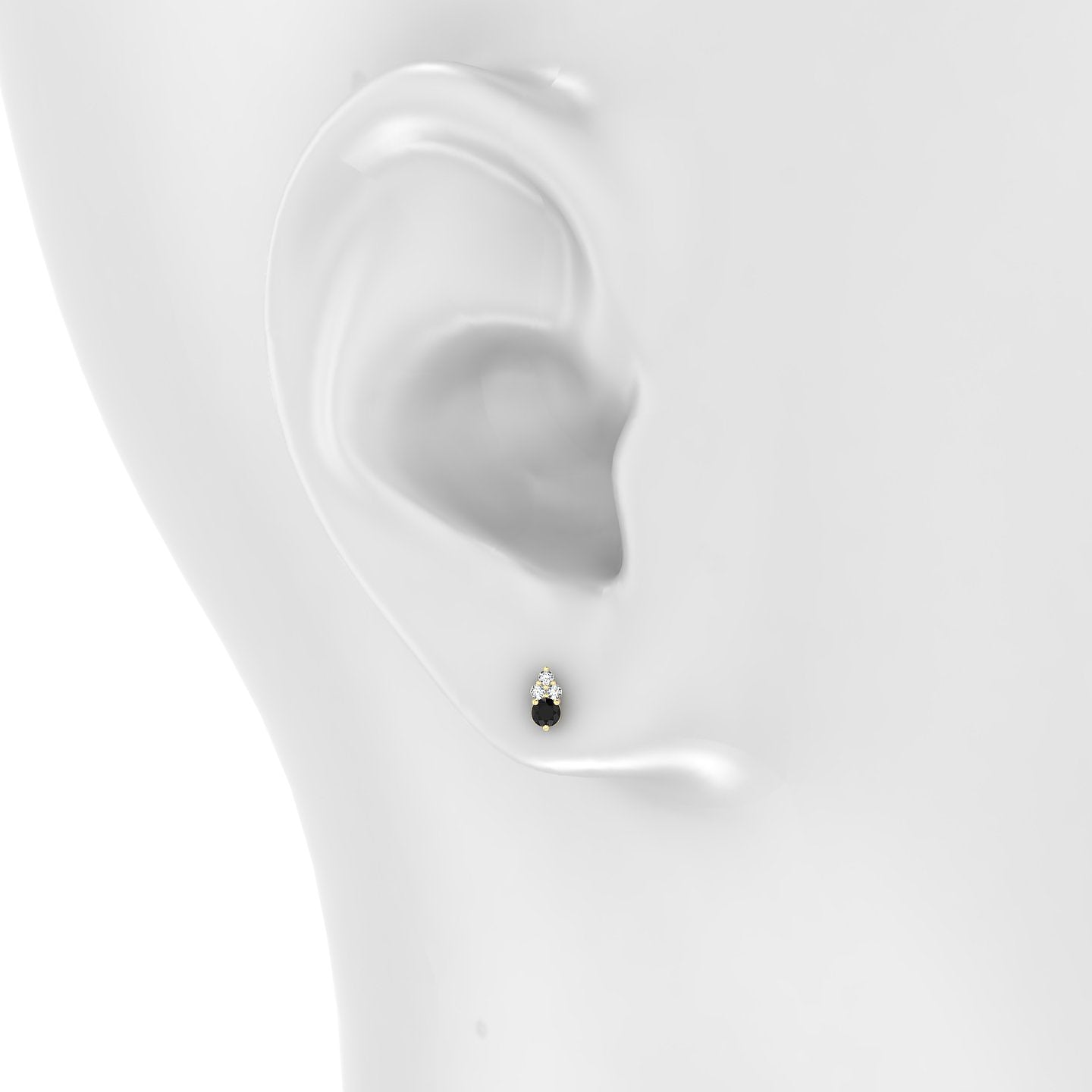 Sif | 18k Yellow Gold 6.5 mm 5.5 mm Black Diamond & Diamond Piercing