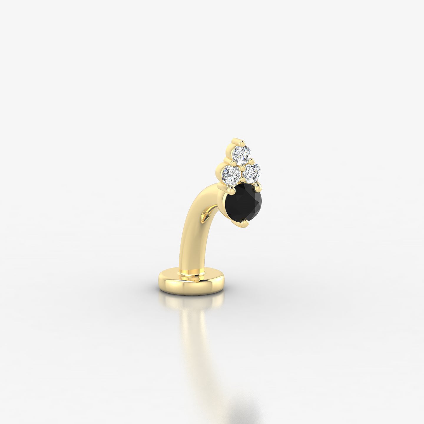 Sif | 18k Yellow Gold 8 mm 5.5 mm Black Diamond & Diamond Floating Navel Piercing