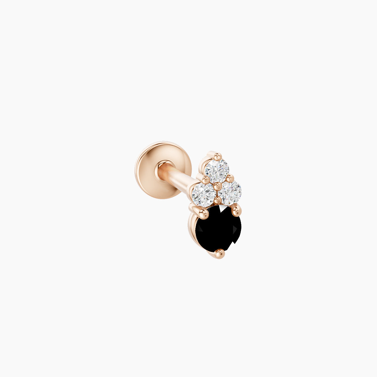 Sif | 18k Rose Gold 8 mm 5.5 mm Black Diamond & Diamond Nose Piercing