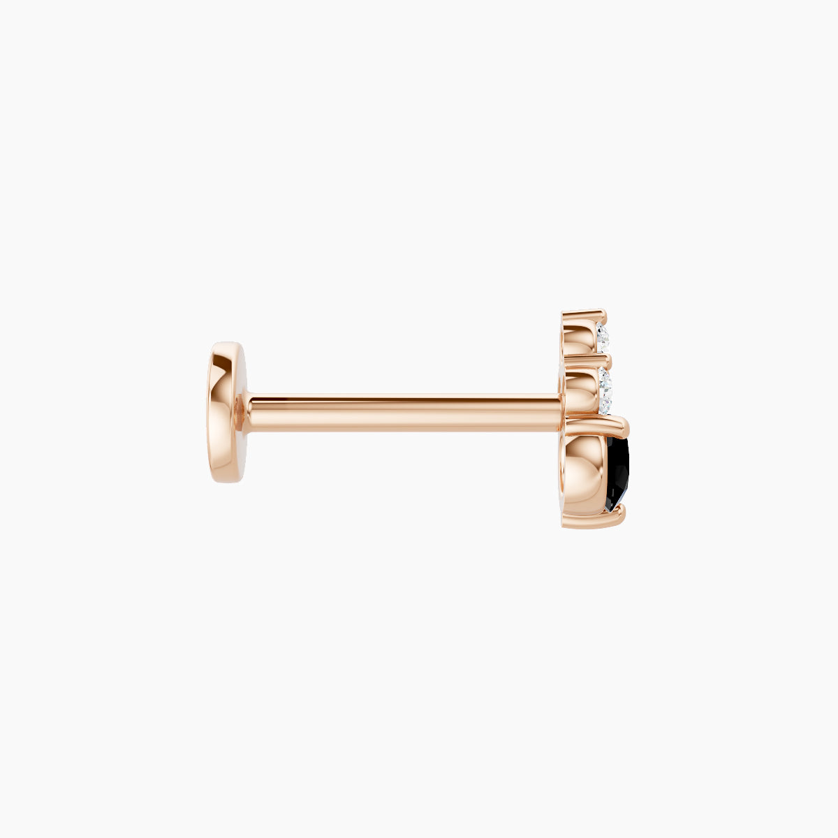 Sif | 18k Rose Gold 8 mm 5.5 mm Black Diamond & Diamond Nose Piercing