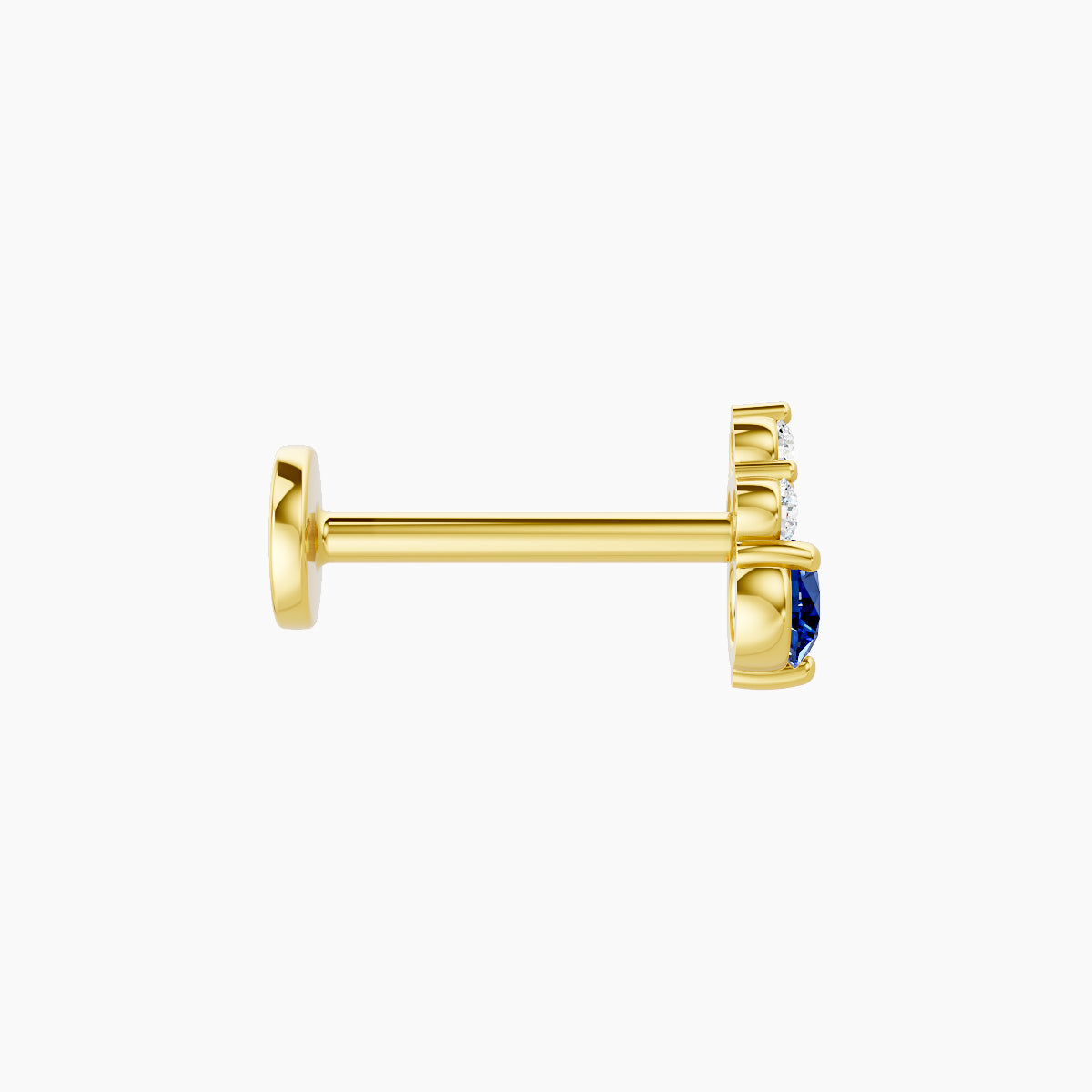 Sif | 18k Yellow Gold 8 mm 5.5 mm Sapphire & Diamond Nose Piercing