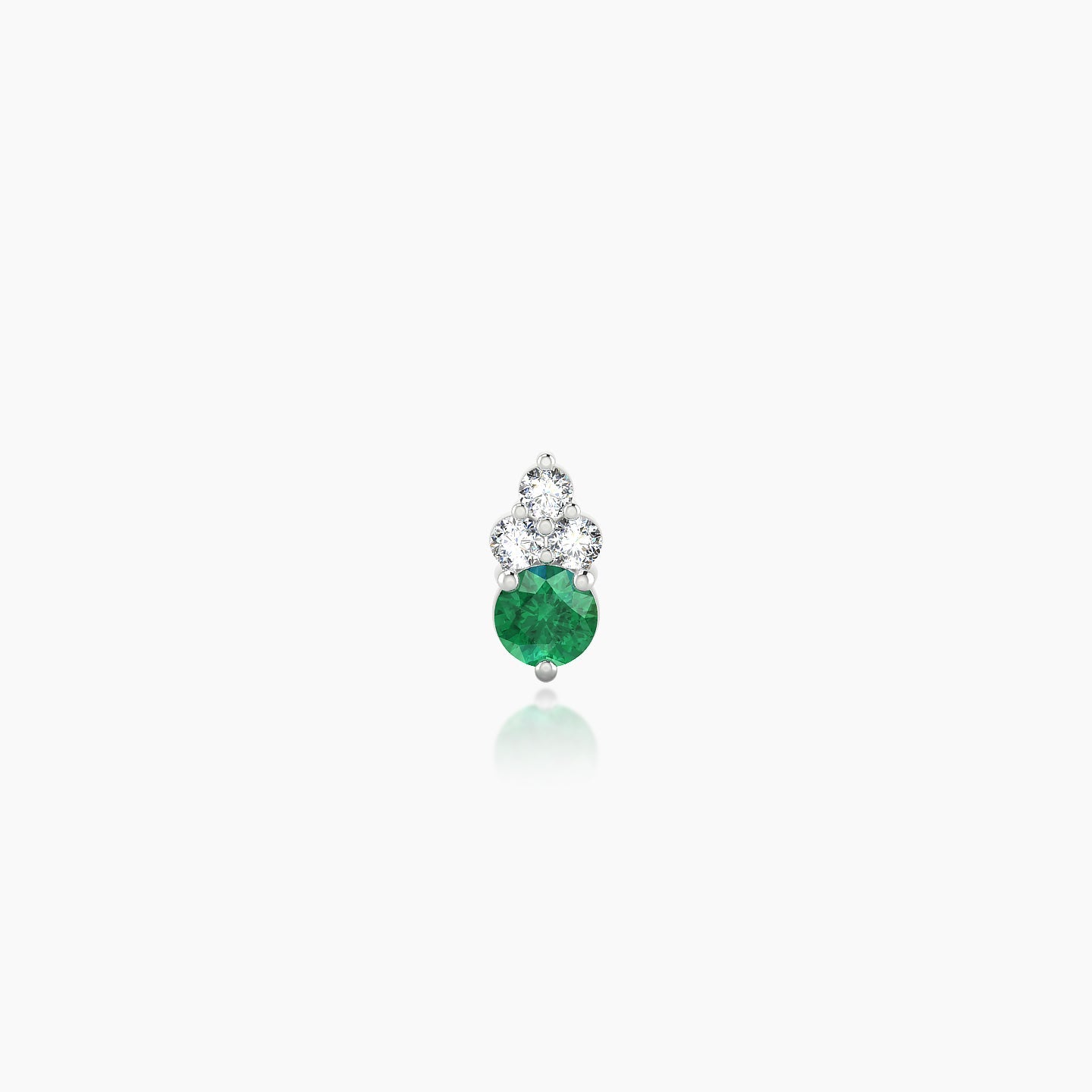Sif | 18k White Gold 8 mm 5.5 mm Emerald & Diamond Nose Piercing