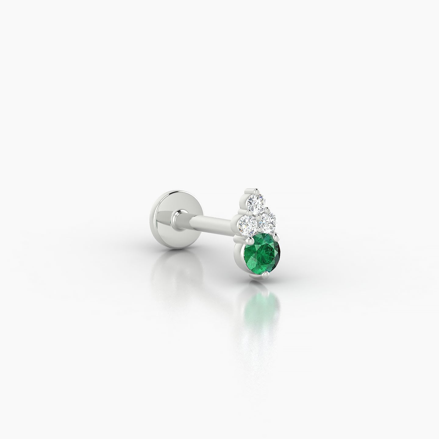 Sif | 18k White Gold 8 mm 5.5 mm Emerald & Diamond Nose Piercing