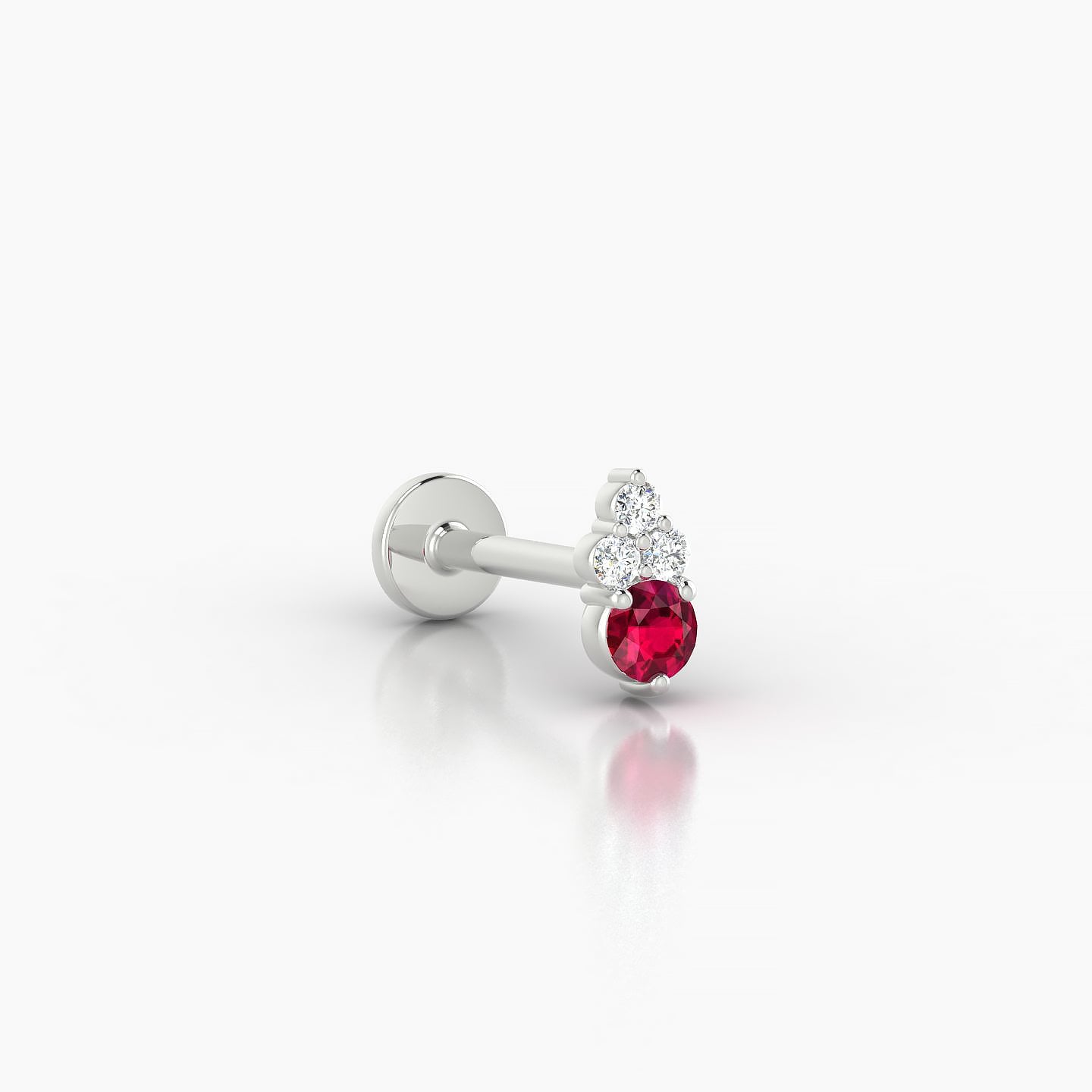 Sif | 18k White Gold 8 mm 5.5 mm Ruby & Diamond Nose Piercing
