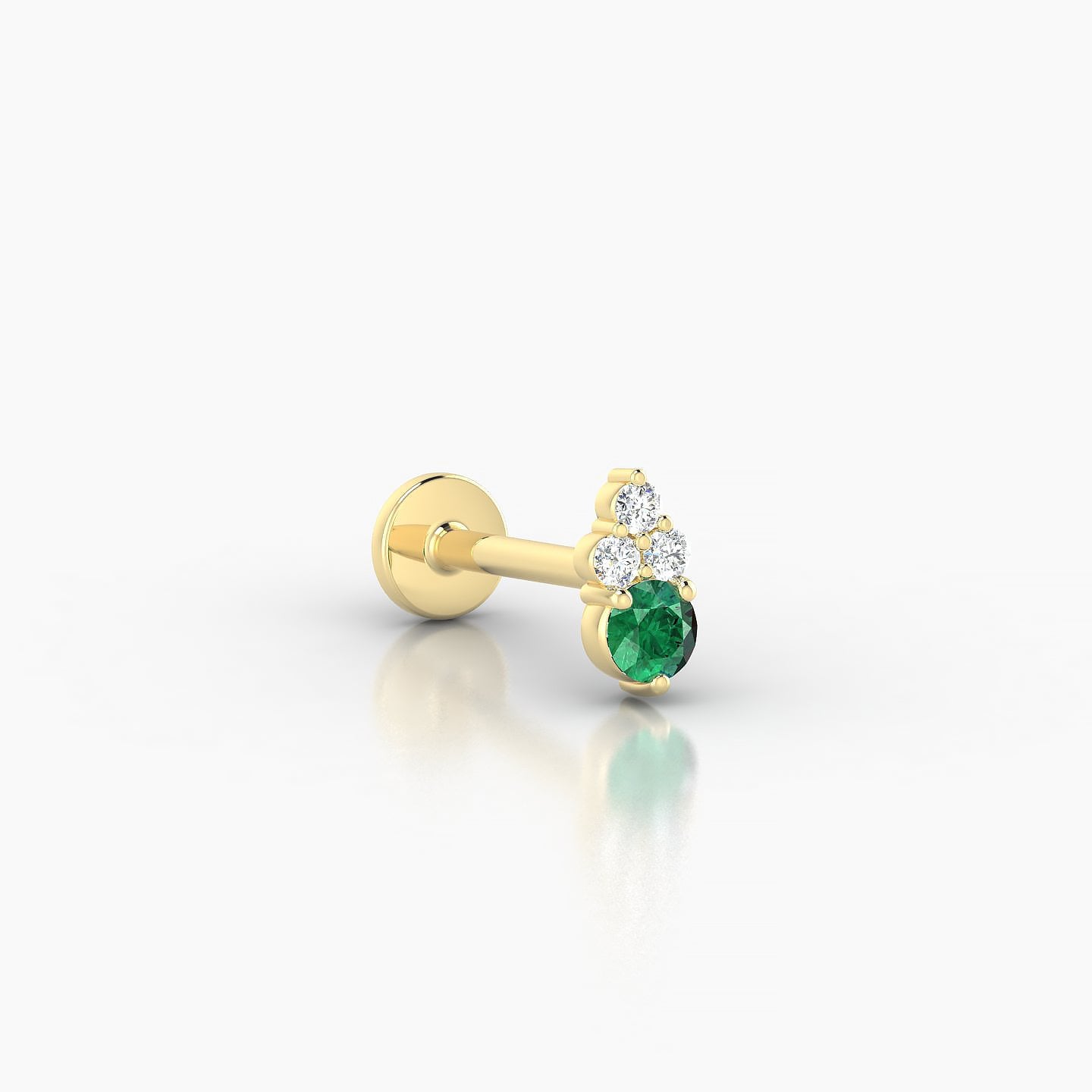 Sif | 18k Yellow Gold 8 mm 5.5 mm Emerald & Diamond Nose Piercing