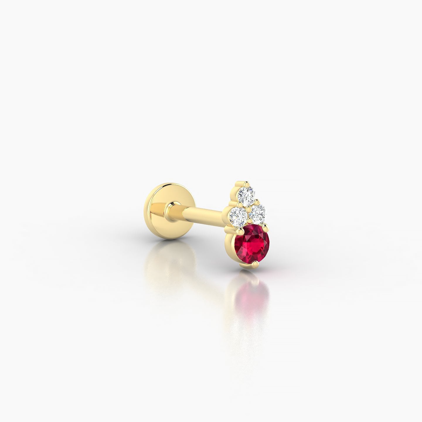 Sif | 18k Yellow Gold 8 mm 5.5 mm Ruby & Diamond Nose Piercing