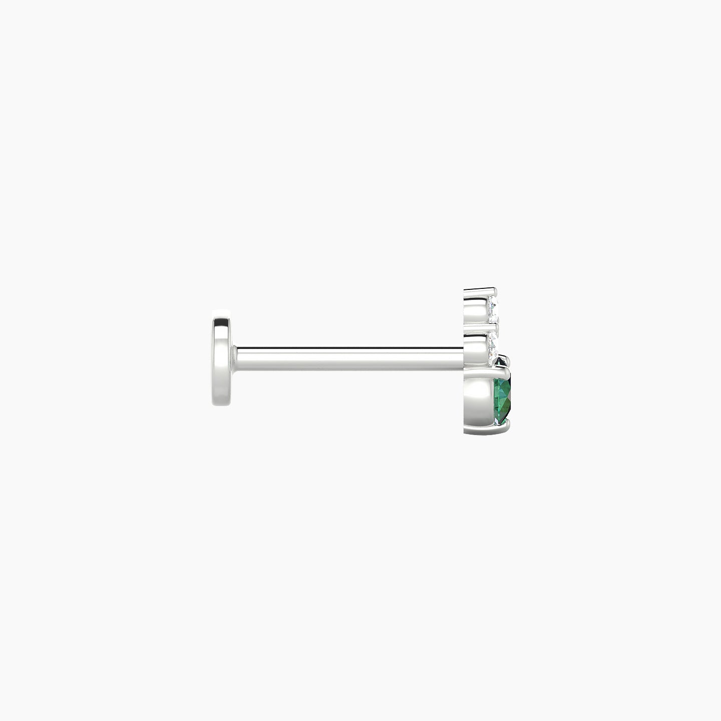 Sif | 18k White Gold 8 mm 5.5 mm Emerald & Diamond Nose Piercing