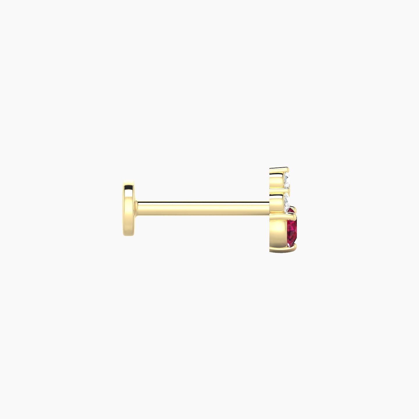 Sif | 18k Yellow Gold 8 mm 5.5 mm Ruby & Diamond Nose Piercing