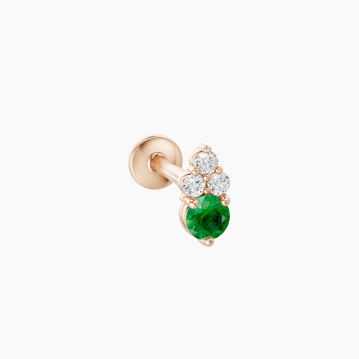 Sif | 18k Rose Gold 8 mm 5.5 mm Emerald & Diamond Piercing