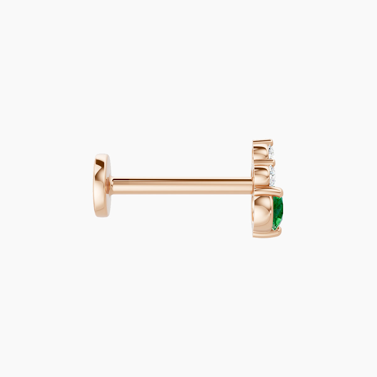 Sif | 18k Rose Gold 8 mm 5.5 mm Emerald & Diamond Piercing