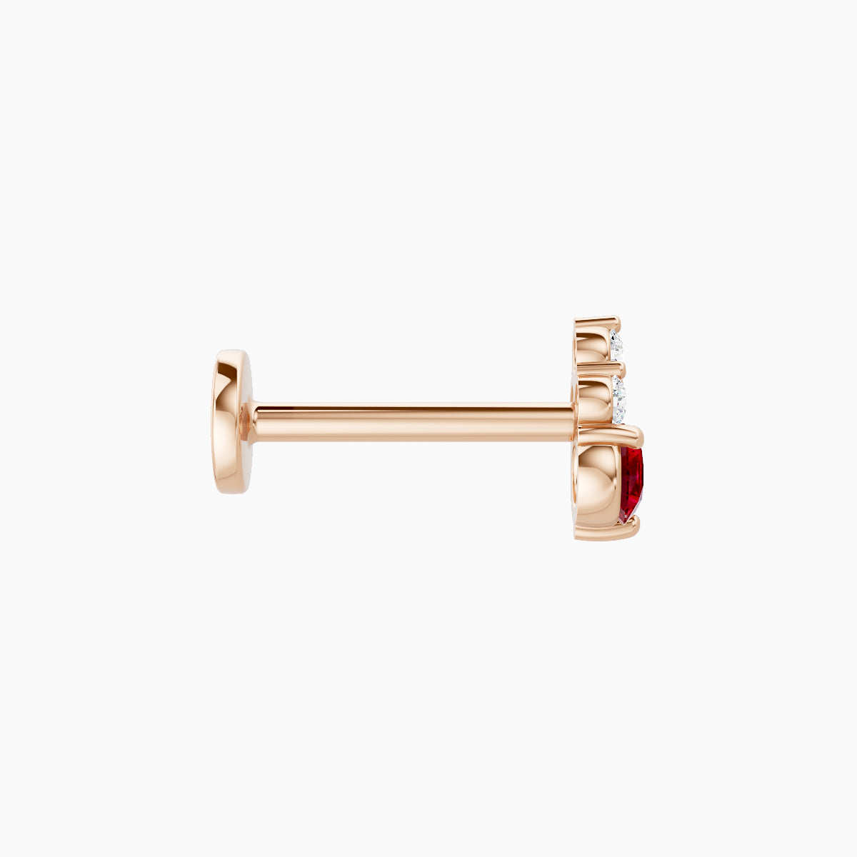 Sif | 18k Rose Gold 8 mm 5.5 mm Ruby & Diamond Piercing