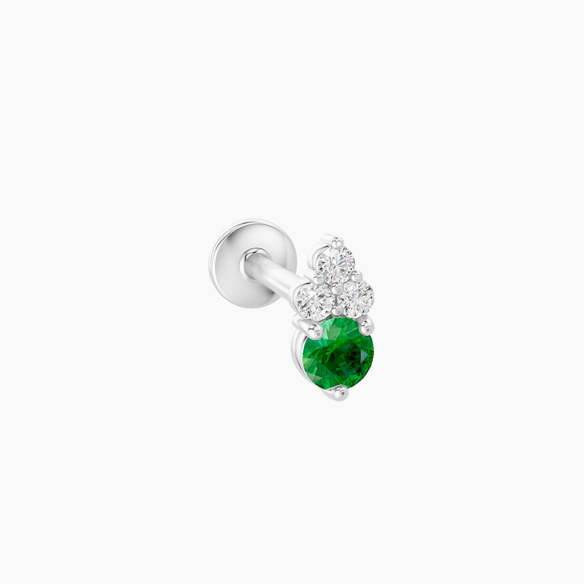 Sif | 18k White Gold 8 mm 5.5 mm Emerald & Diamond Piercing