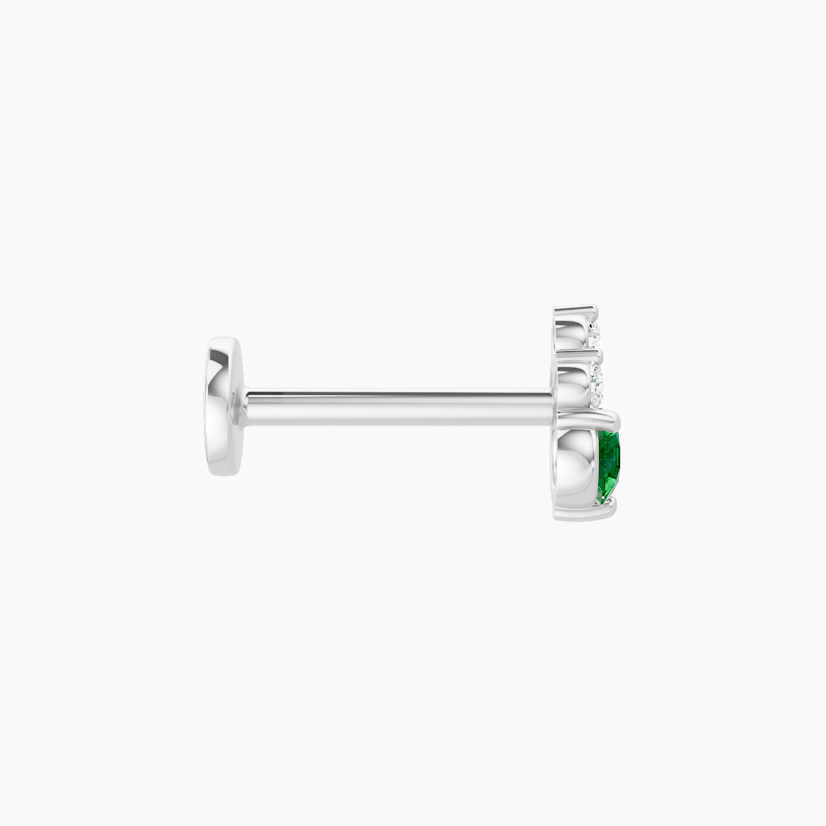 Sif | 18k White Gold 8 mm 5.5 mm Emerald & Diamond Piercing