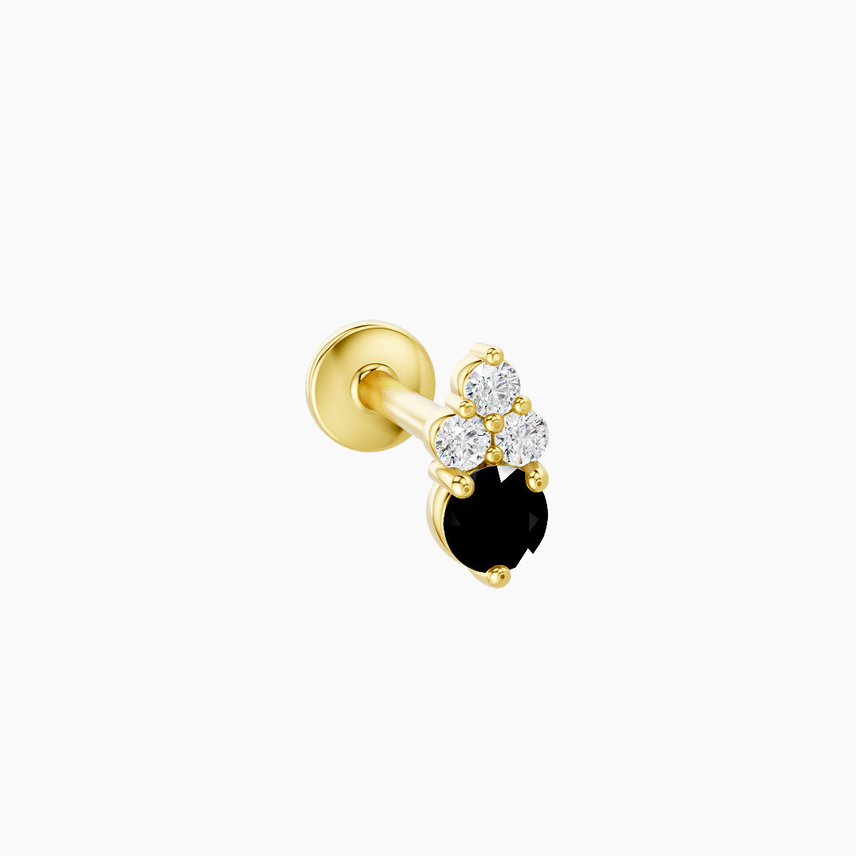 Sif | 18k Yellow Gold 8 mm 5.5 mm Black Diamond & Diamond Piercing