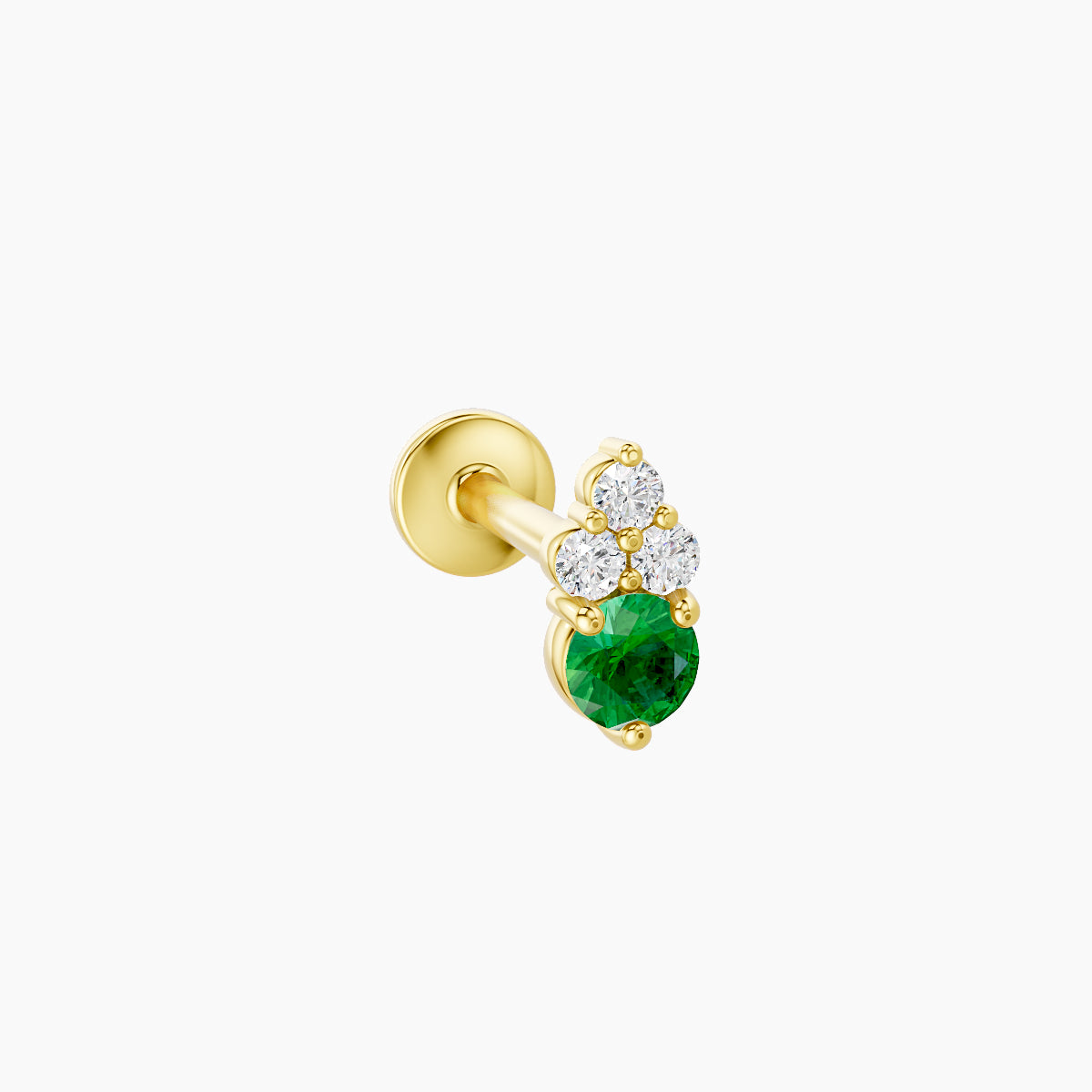 Sif | 18k Yellow Gold 8 mm 5.5 mm Emerald & Diamond Piercing