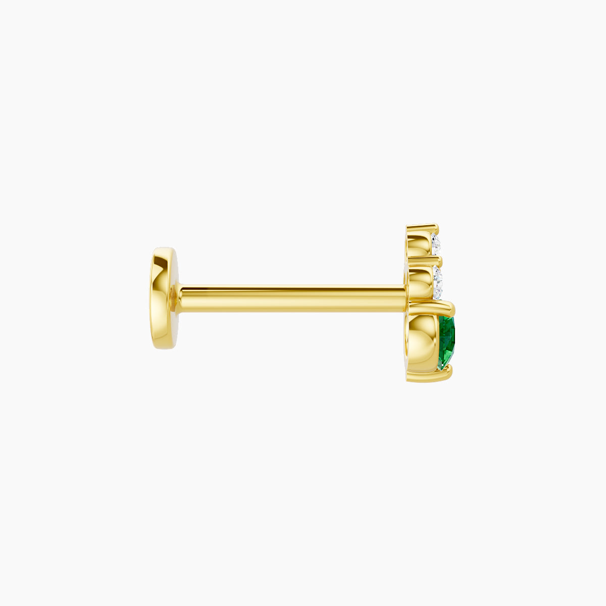 Sif | 18k Yellow Gold 8 mm 5.5 mm Emerald & Diamond Piercing