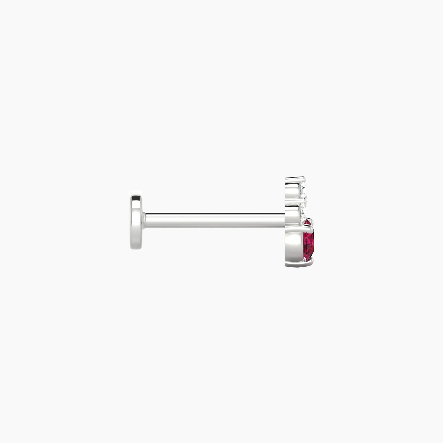 Sif | 18k White Gold 8 mm 5.5 mm Ruby & Diamond Piercing